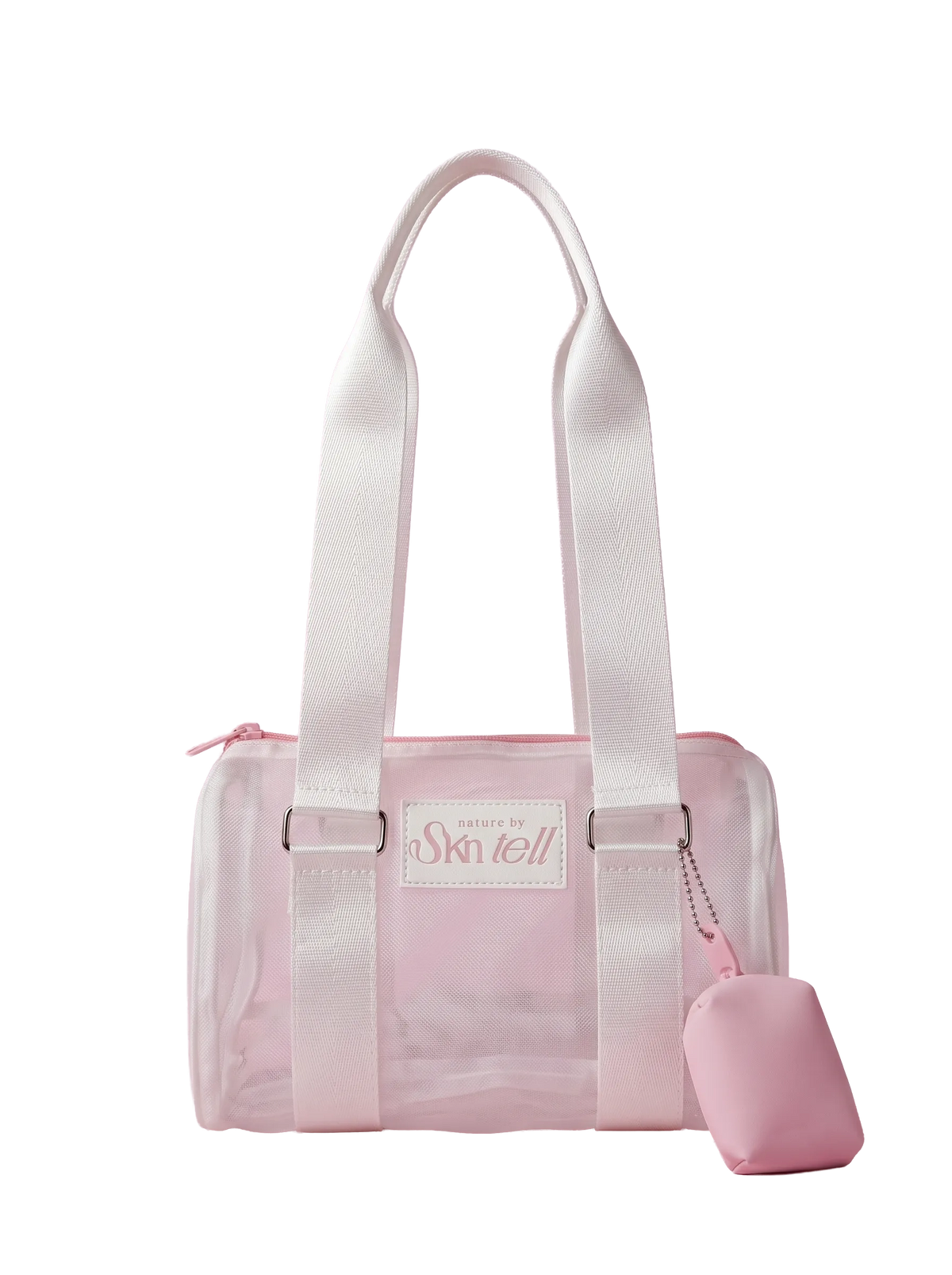 Skintell Clear Tote Bag – Pink & White Transparent Skincare Bag