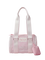 transparent pink and white skincare tote bag